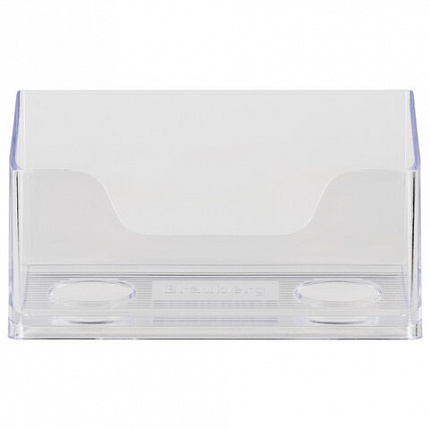 Подставка для визиток настольная BRAUBERG "CONTRACT", на 50 визиток, 100х40х65 мм, прозрачная, 232287