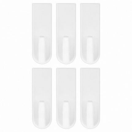 Крючки самоклеящиеся универсальные 6,6х2,1 см, КОМПЛЕКТ 6 шт., белые, LAIMA Home, 608793