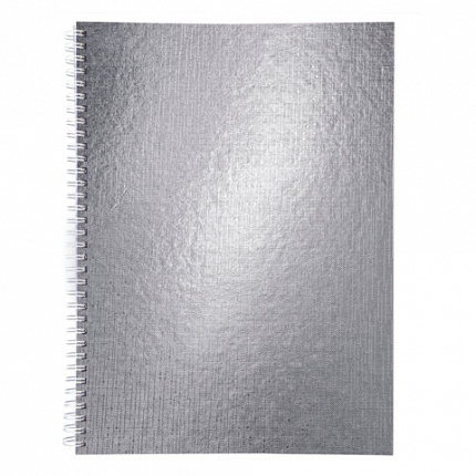Тетрадь бумвинил А4 96 л., гребень, офсет №1, клетка, "СЕРЕБРО Metallic", HATBER, 077198, 96Т4бвВ1гр