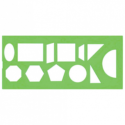 Трафарет геометрических фигур, 12 элементов, зеленый, ТТ11