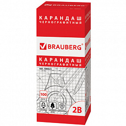 Карандаш чернографитный BRAUBERG, 1 шт., "Touch line", 2В, корпус черный, заточенный, 180623