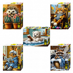 Пазл картонный 54 элемента, Время уюта, АССОРТИ, поле 18х13 см, STEP PUZZLE