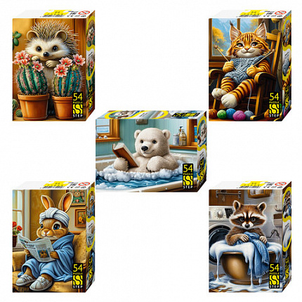 Пазл картонный 54 элемента, Время уюта, АССОРТИ, поле 18х13 см, STEP PUZZLE