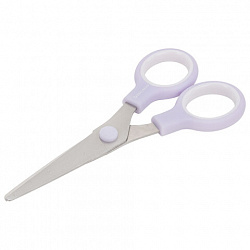 Ножницы BRAUBERG KIDS 130 мм, ручки лавандовые, закругленные лезвия с линейкой, 274061