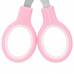 Ножницы BRAUBERG KIDS 130 мм, ручки розовые, закругленные лезвия с линейкой, 274063