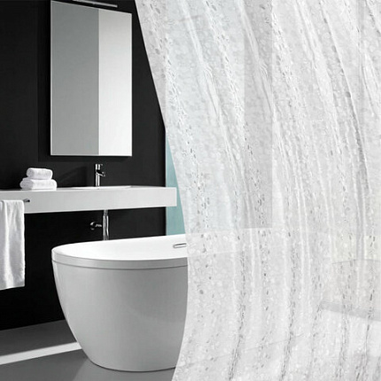 Шторка для ванной EVA, 180х200 см, кольца в комплекте, БЕЛАЯ ЛЕДЯНАЯ СВЕЖЕСТЬ, PRIMILA (ПРИМИЛА), 700099