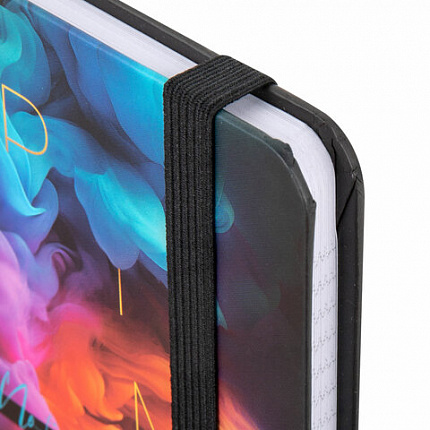 Блокнот с резинкой в клетку 96 л., МАЛЫЙ ФОРМАТ А6, 109х148 мм, твердая обложка, BRAUBERG, "Pigment", 116335