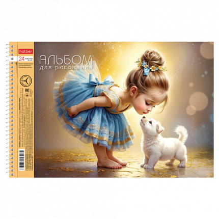 Альбом для рисования А4 24 л., спираль, обложка картон, HATBER, 198х300 мм, "Нежная любовь" (5 видов), 085258, 24А4Всп