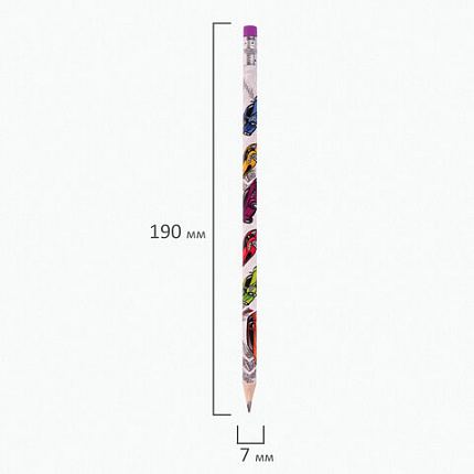 Карандаш чернографитный ЮНЛАНДИЯ "МАШИНКИ", 1 шт., HB, с ластиком, корпус с печатью, 181781