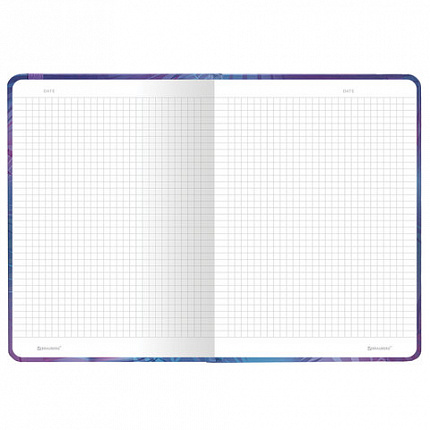 Блокнот с резинкой в клетку 96 л., А5 (145х203 мм), твердая обложка с фольгой, BRAUBERG, "Glow", 113729