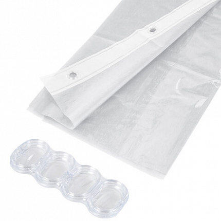 Шторка для ванной EVA, 180х200 см, кольца в комплекте, БЕЛЫЕ ЛИНИИ, PRIMILA (ПРИМИЛА), 700105