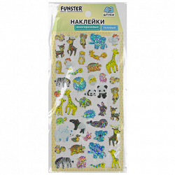 Наклейки гелевые "Зверушки", 17,5х9 см, ассорти 4 вида, FUNSTER (ФАНСТЕР), 666095