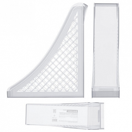 Лоток вертикальный для бумаг BRAUBERG ECO, 240х80х290 мм, сетчатый, прозрачный, 239016