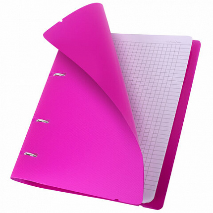 Тетрадь на кольцах А5 175х220мм, 120л, пластик, с резинкой, BRAUBERG, Розовый, 404622