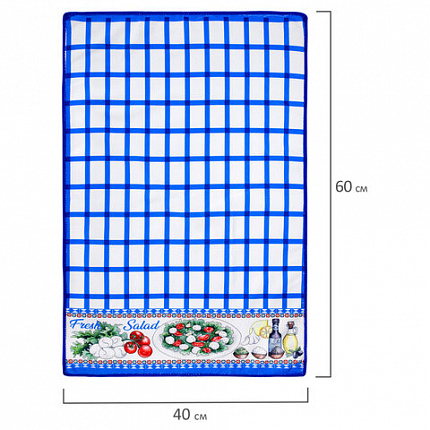 Салфетка из МИКРОФИБРЫ универсальная, 40х60 см, синяя клетка, орнамент, 240 г/м2, BOOMHOUSE (БУМХАУС), 700881
