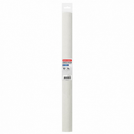 Бумага гофрированная/креповая, 32 г/м2, 50х250 см, белая, в рулоне, BRAUBERG, 126528