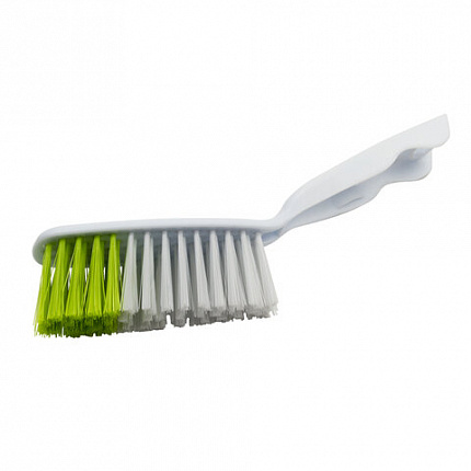 Совок для мусора КОМПЛЕКТ+ щетка сметка, пластиковые, резиновая кромка, бело-зеленый, ЛЮБАША, 603615
