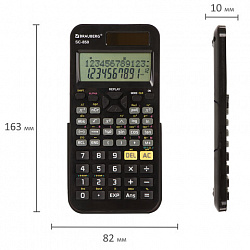Калькулятор инженерный BRAUBERG SC-850 (163х82 мм), 240 функций, 10+2 разрядов, двойное питание, ЧЕРНЫЙ, 250525