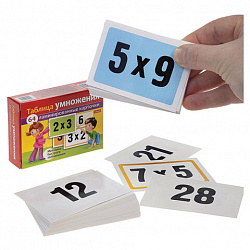 Пособия для детей "Таблица умножения" 64 карточки, 60х85 мм, HATBER, НП_19209