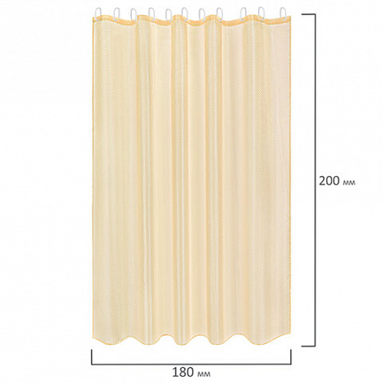 Шторка для ванной ПОЛИЭСТЕР, 180х200 см, кольца в комплекте, ЗОЛОТОЙ БРИЛЛИАНТ, PRIMILA (ПРИМИЛА), 700095