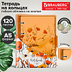Тетрадь на кольцах А5, 175х215 мм, 120 л., неоновый пластик, клапан, BRAUBERG, оранжевый, 405220