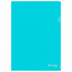 Папка-уголок жесткая, непрозрачная, А4, цвет аквамарин, 0,15 мм, BRAUBERG PASTEL, 272889
