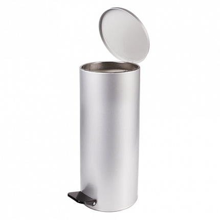 Урна для мусора с педалью 50 литров, УСИЛЕННОЕ, кольцо под мешок, серая, оцинкованная сталь, ТИТАН
