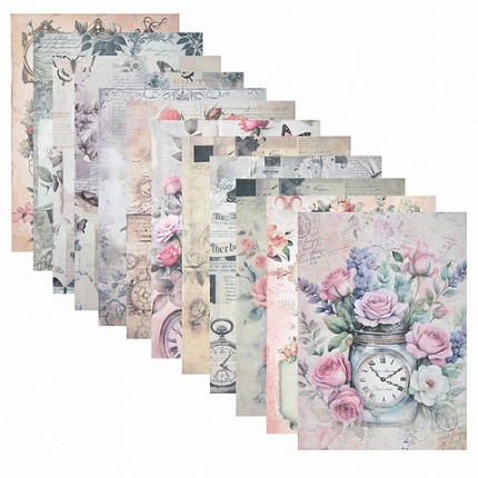 Бумага для скрапбукинга 15х21 см "В винтажном стиле", двусторонняя, 12 листов, 240 г/м2, ОСТРОВ СОКОРВИЩ, 665444