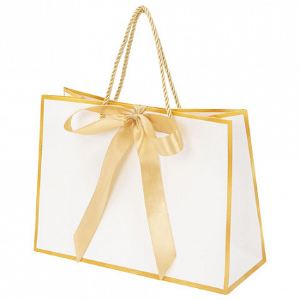 Пакет подарочный (1 штука) 28x10x20 см, "Golden Edge", с лентой, ЗОЛОТАЯ СКАЗКА, 700859
