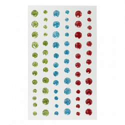 Стразы самоклеящиеся КРУГЛЫЕ, 5-10 мм, 72 штуки, блестящие, на подложке, ОСТРОВ СОКРОВИЩ, 662238