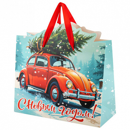 Пакет подарочный (1 шт.) новогодний, 26х13х32 см "Без границ" ассорти, ламинация, ЗОЛОТАЯ СКАЗКА, 592439