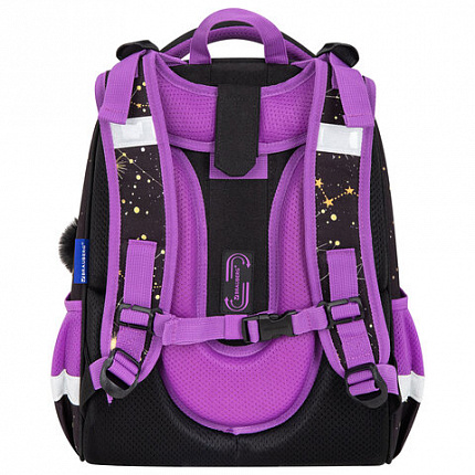 Ранец BRAUBERG ORIGINAL, 2 отделения, с брелком, "Galactic cat", 38х29х16 см, 274403