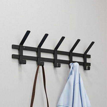 Вешалка настенная "Торонто-5", 168х580х85 мм, 5 крючков, металл, черная, ВНТ5 Ч