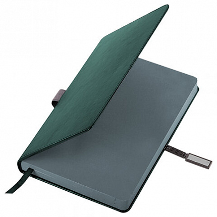 Ежедневник датированный 2026 А5 138x213 мм, BRAUBERG "Inspiration", под кожу, цветной срез, темно-зеленый, 117477