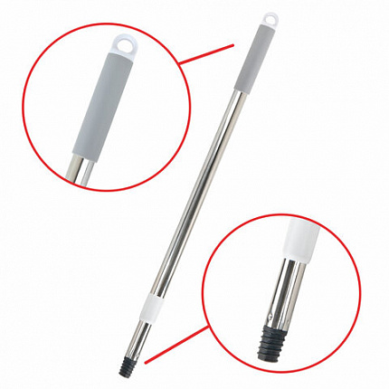 Совок для мусора КОМПЛЕКТ щетка + рукоятки 59-93см телескоп, регулируемый угол щетки, крепление тряпок, бело-серый, колорбокс, LAIMA, 608952