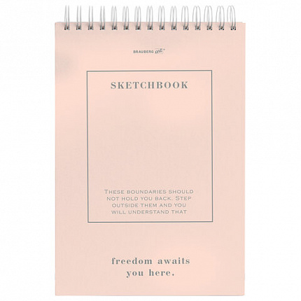 Скетчбук, белая бумага 100 г/м2, 140х201 мм, 60 л., гребень, жёсткая подложка, BRAUBERG ART, Ассорти Beige, 116904