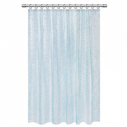 Шторка для ванной EVA, 180х200 см, кольца в комплекте, СИНЯЯ ЛЕДЯНАЯ СВЕЖЕСТЬ, PRIMILA (ПРИМИЛА), 700100