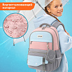Рюкзак SNOOBAG (СНУБЭГ) PROACTIVE с кошельком, 2 отделения, "Улыбка", серо-розовый, 40х29х17 см, 274445