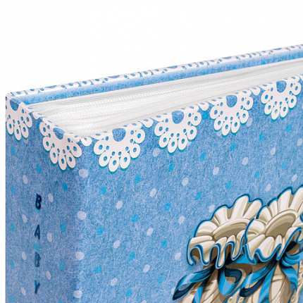 Фотоальбом BRAUBERG "Baby shoes" на 200 фото 10х15 см, твердая обложка, термосклейка, голубой, 39114