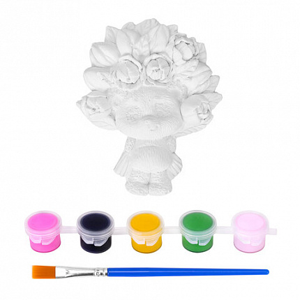 Фигурка-раскраска из гипса "С открыткой", с красками и кистью, ассорти, BRAUBERG KIDS, 666011