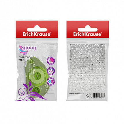 Корректирующая лента ERICH KRAUSE "Spring", 5 мм x 6 м, ассорти, 53196