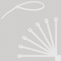 Стяжки (хомуты) нейлоновые сверхпрочные НАБОР 150 шт. (2,5х100/150 мм; 3,6х200 мм), белые, SONNEN, 607927