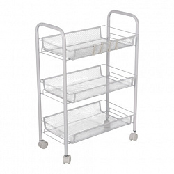 Этажерка (тележка) BOOMHOUSE (БУМХАУС) RC-003 3 яруса, на колесах, В62,5хШ42,5хГ25,5 см, металл, белая, 701456