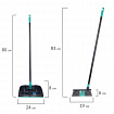 Совок для мусора КОМПЛЕКТ щетка + 2 рукоятки 80 см и 83 см с резьбой, пластиковые, "ЛЕНИВКА", бирюзово-серый, LAIMA, 700055