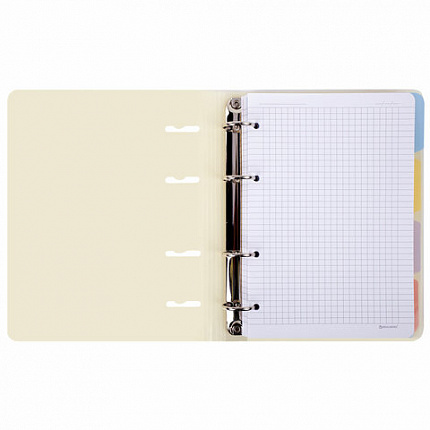 Тетрадь на кольцах А5 175х220мм, 120л, пластик, с резинкой и разделителями, BRAUBERG, Желтый, 404631