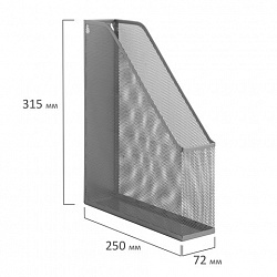 Лоток вертикальный для бумаг BRAUBERG "Germanium" (250х72х315 мм), металлический, серебряный, 231949