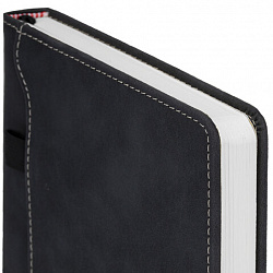 Ежедневник недатированный А5 138х213 мм, BRAUBERG "Slot", под кожу, держатель для ручки, 160 листов, черный, 116605