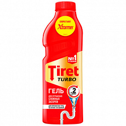 Средство для прочистки канализационных труб 1 л, TIRET (Тирет) "Turbo", гель, 8147377