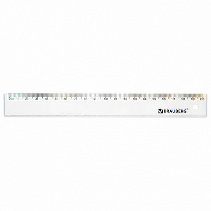 Набор чертежный BRAUBERG (линейка 20 см, 2 треугольника, транспортир), прозрачный, 210853