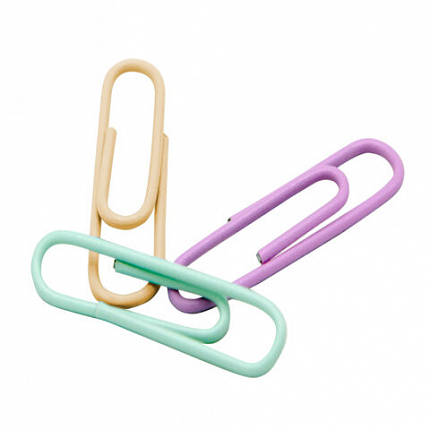 Скрепки BRAUBERG PASTEL, 28 мм, пастельные цвета, 100 шт., в пластиковой коробке, 271956